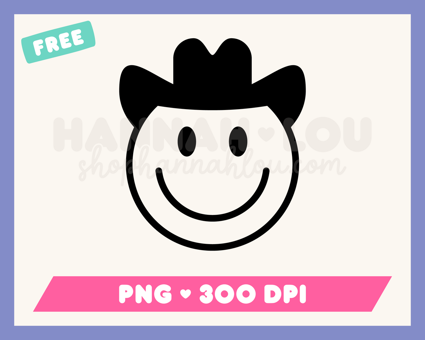 My free Happy Face Cowboy PNG is part of my Free Western Sublimation Designs collection, and features an outline of a happy face cowboy wearing a cowboy hat.