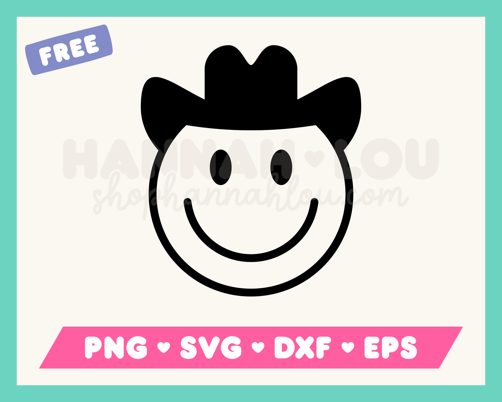 My free Happy Face Cowboy SVG is part of my Free Western SVG Files for Cricut collection, and features an outline of a happy face cowboy wearing a cowboy hat.