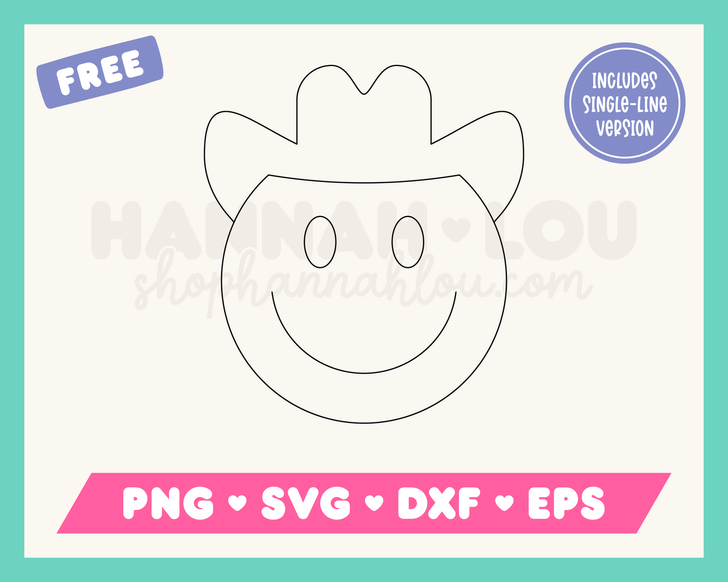 My free Happy Face Cowboy SVG is part of my Free Western SVG Files for Cricut collection, and features a single-line drawing of a happy face cowboy wearing a cowboy hat.