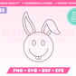 My free Happy Face Easter Bunny SVG is part of my Free Easter SVG Files for Cricut collection, and features a single-line drawing or sketch of a trendy happy face-style Easter bunny with goofy teeth and floppy ears.