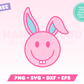 My free Happy Face Easter Bunny SVG is part of my free Easter SVG files for Cricut collection, and features a trendy happy face-style Easter bunny with goofy teeth and floppy ears.