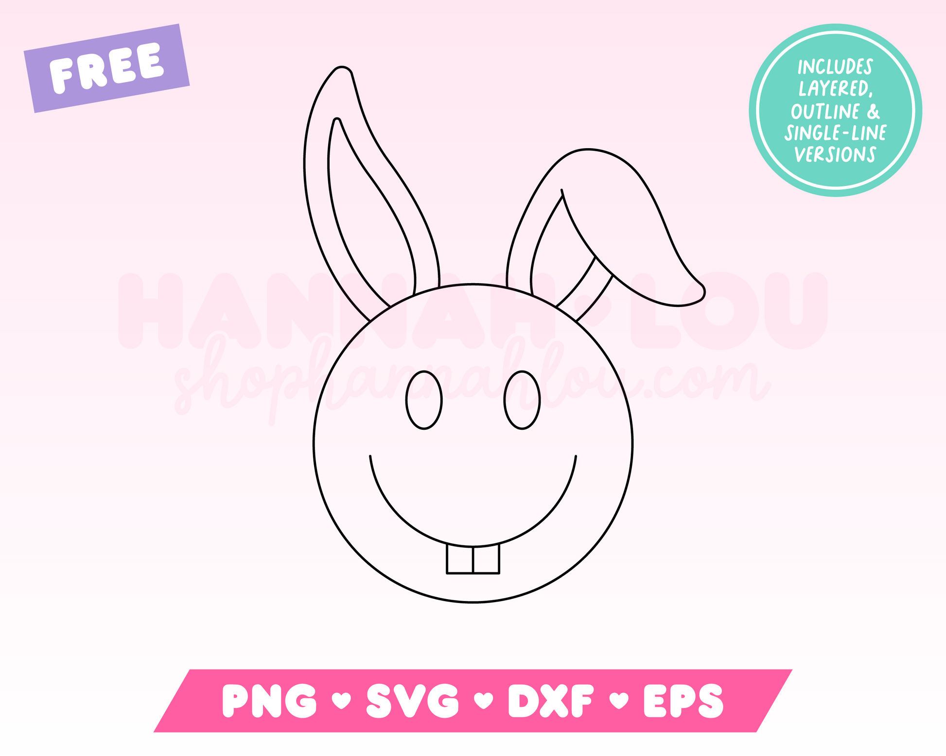 My free Happy Face Easter Bunny SVG is part of my free Easter SVG files for Cricut collection, and features a single-line sketch of a trendy happy face-style Easter bunny with goofy teeth and floppy ears.