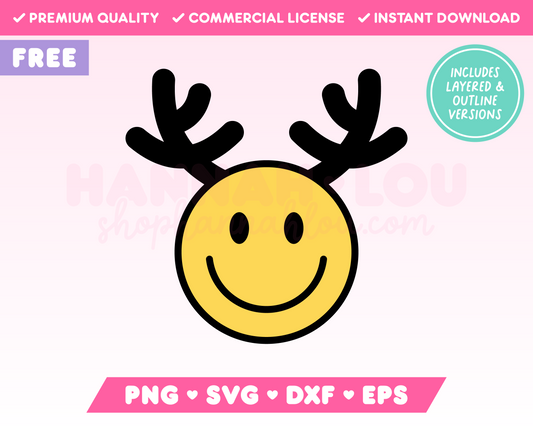 Free Happy Face Reindeer SVG · Free Christmas SVG Files for Cricut · Free Christmas Sublimation Designs