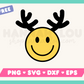 My free Happy Face Reindeer SVG is part of my free Christmas SVG files for Cricut collection, and features a happy face with reindeer antlers.