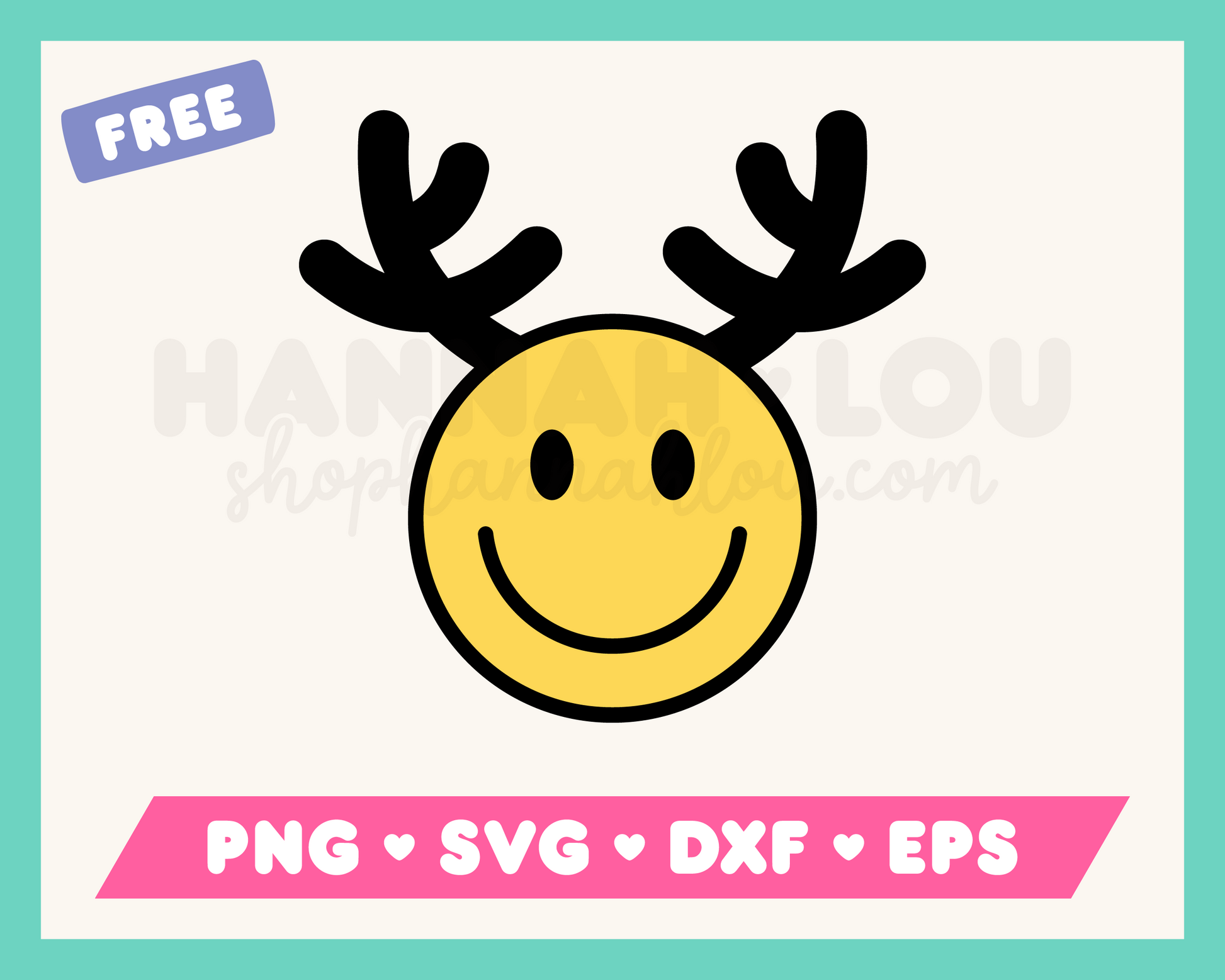 My free Happy Face Reindeer SVG is part of my free Christmas SVG files for Cricut collection, and features a happy face with reindeer antlers.