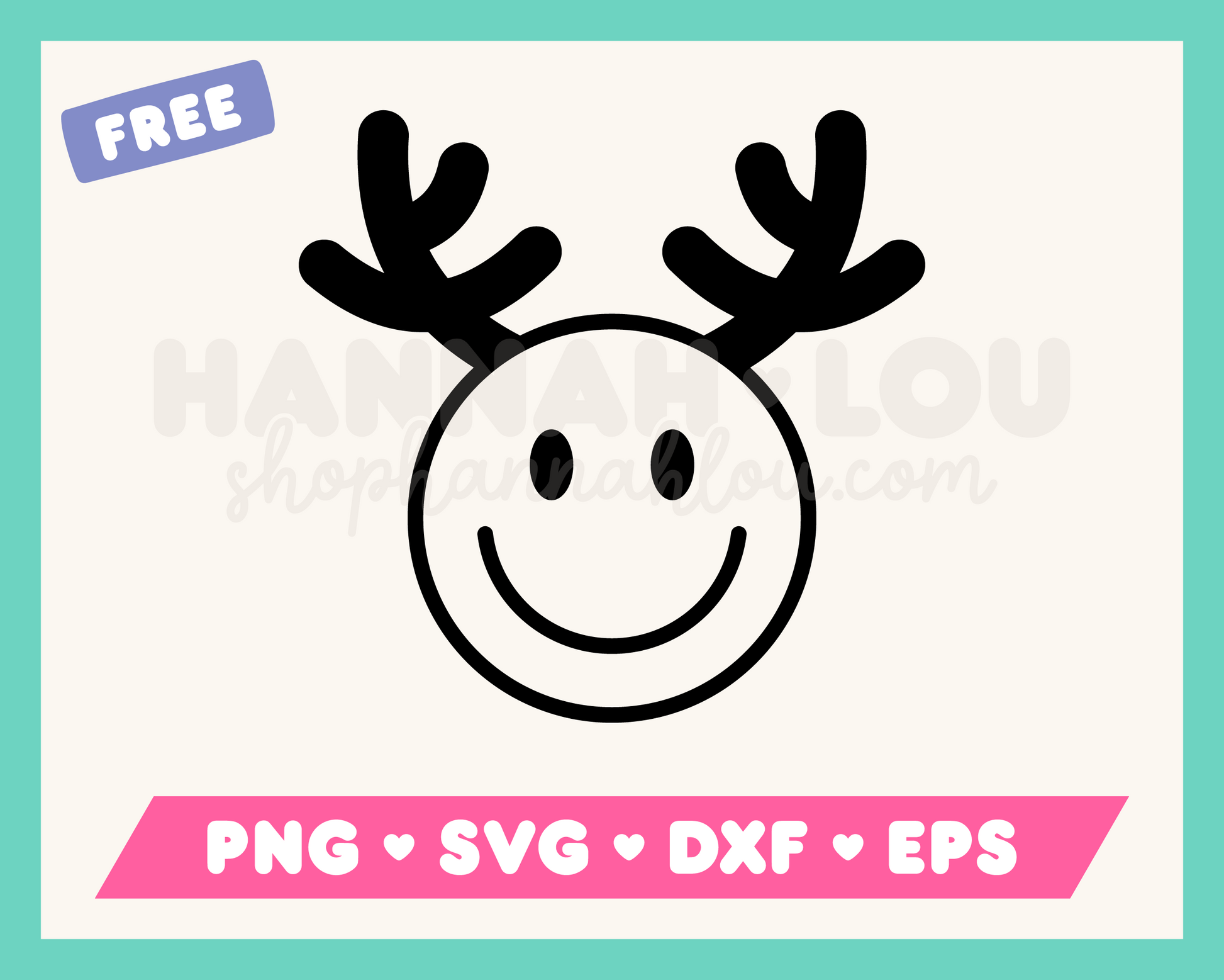 My free Happy Face Reindeer SVG is part of my free Christmas SVG files for Cricut collection, and features an outline of a happy face with reindeer antlers.