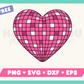 My free Heart Disco Ball SVG is part of my Free Retro SVG Files for Cricut collection, and features a pink heart-shaped disco ball.