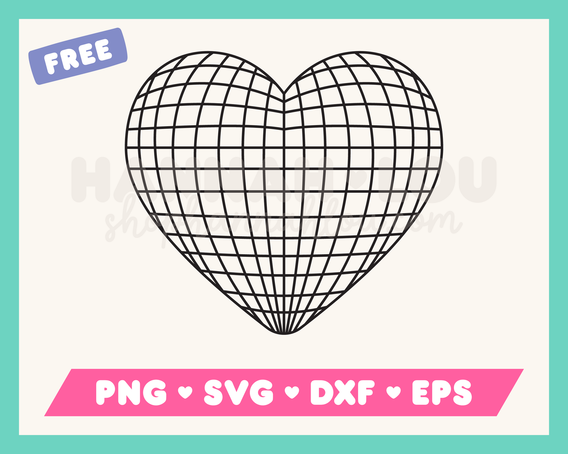 My free Heart Disco Ball SVG is part of my Free Retro SVG Files for Cricut collection, and features an outline of a heart-shaped disco ball.