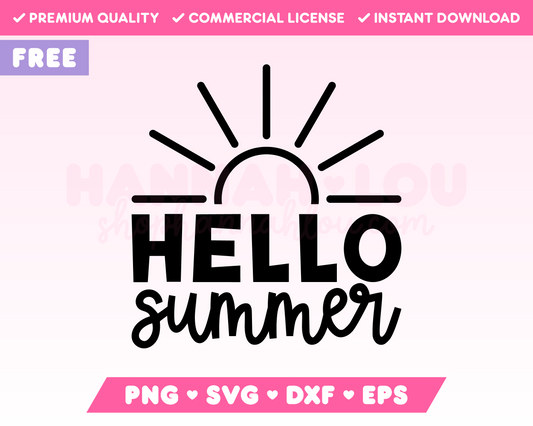 My free Hello Summer SVG is part of my Free Beach SVG Files for Cricut collection, and features a sun rising from the phrase Hello Summer.