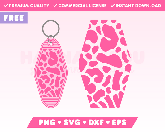 My free Leopard Print Motel Keychain SVG is part of my Free Motel Keychain SVG Files for Cricut collection, and features a motel keychain with a leopard print pattern on it.