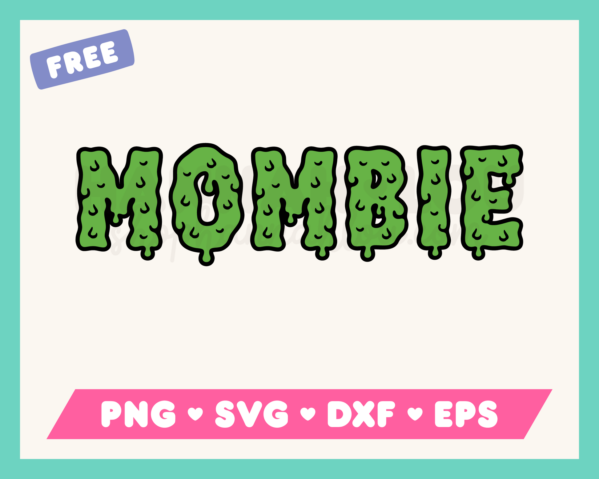 My free Mombie SVG is part of my Free Halloween SVG Files for Cricut collection, and features the word 'mombie' in a sludgy, horror-style font.