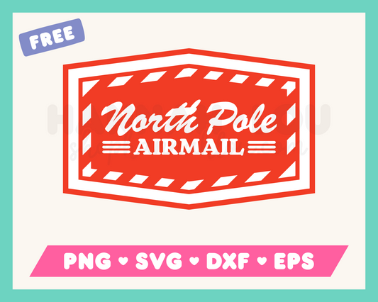 My free North Pole Airmail SVG is part of my free Christmas SVG files for Cricut collection, and features an airmail stamp for the North Pole.