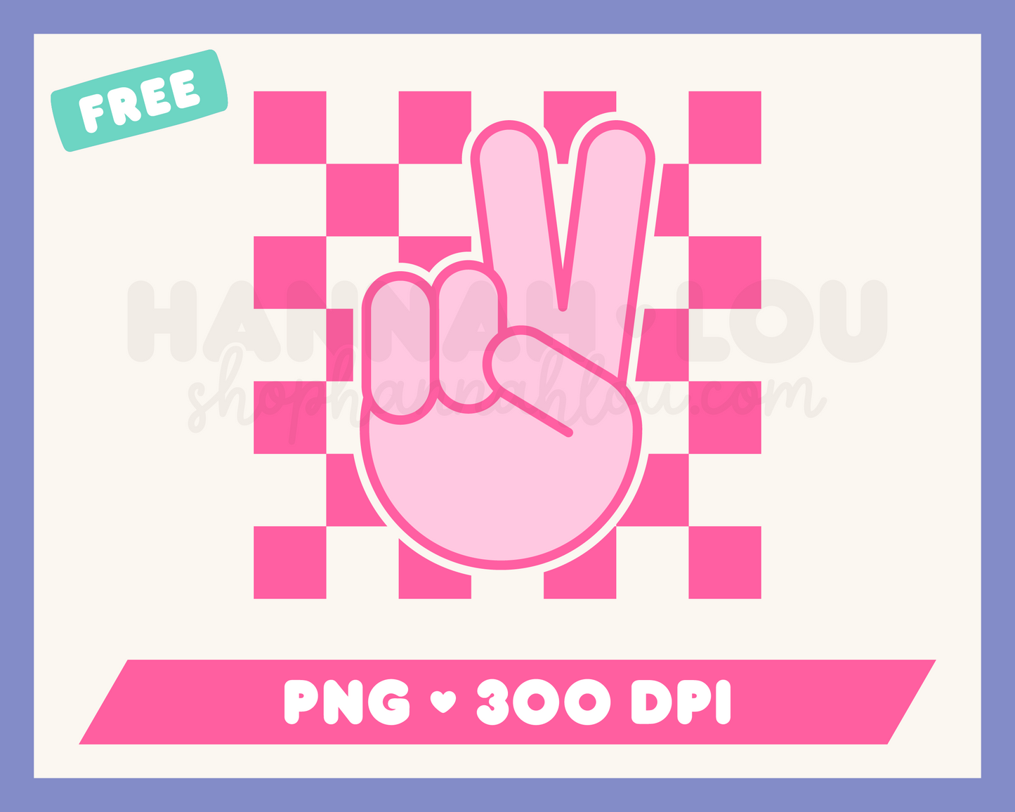 My free Peace PNG is part of my Free Hippie Sublimation Designs collection, and features a hand giving the peace sign against a checkered background.