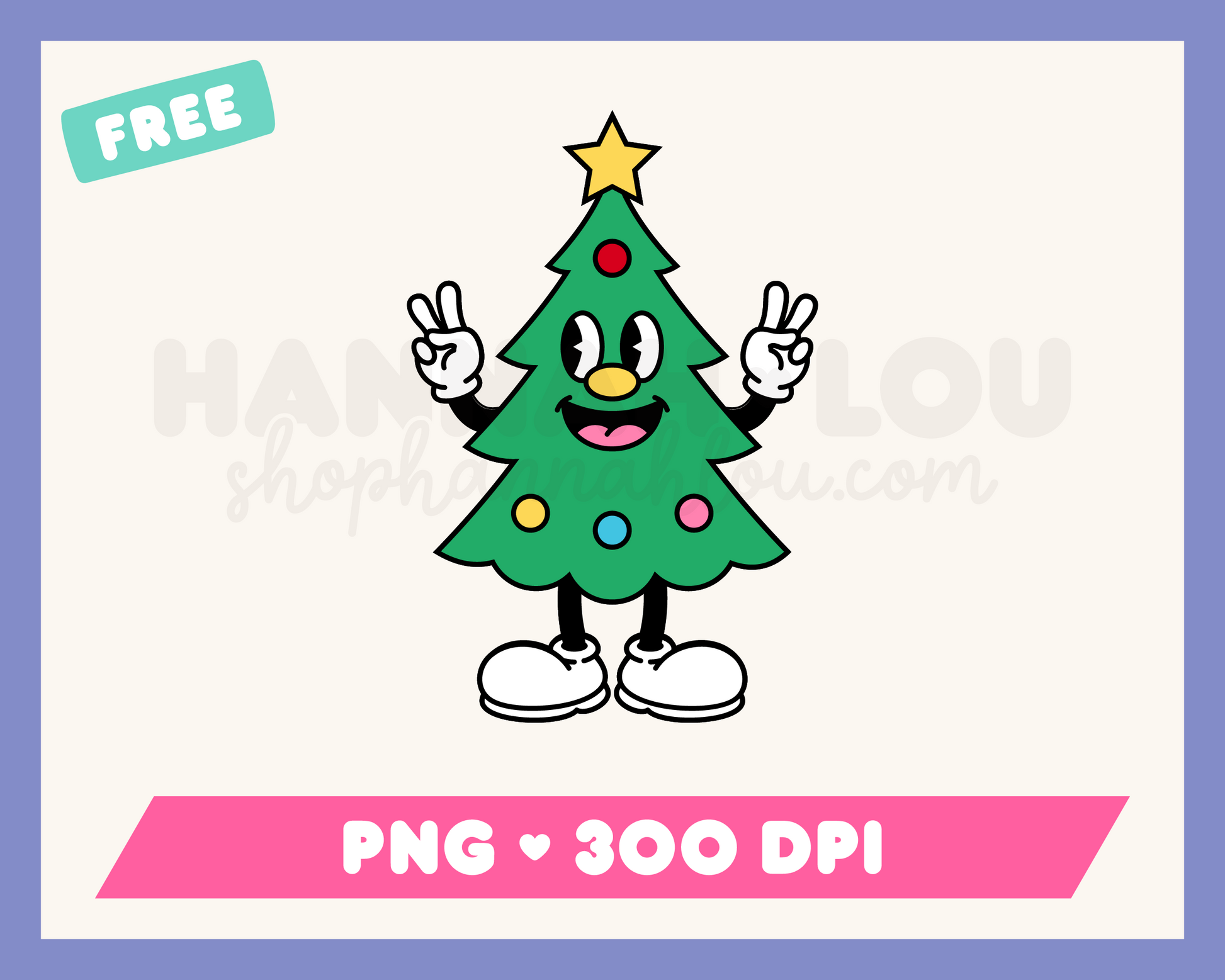 My free Retro Christmas Tree Mascot PNG is part of my free Christmas sublimation designs collection, and features a retro-style cartoon Christmas tree mascot giving the peace sign.