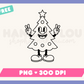 My free Retro Christmas Tree Mascot PNG is part of my free Christmas sublimation designs collection, and features an outline of a retro-style cartoon Christmas tree mascot giving the peace sign.