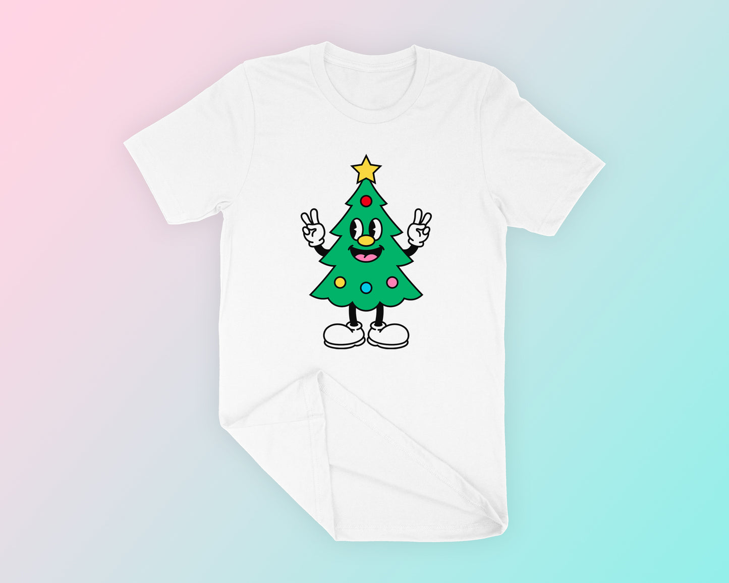 My free Retro Christmas Tree Mascot PNG is part of my free Christmas sublimation designs collection, and features a retro-style cartoon Christmas tree mascot giving the peace sign.