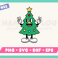 My free Retro Christmas Tree Mascot SVG is part of my free Christmas SVG files for Cricut collection, and features a retro-style cartoon Christmas tree mascot giving the peace sign.