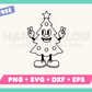 My free Retro Christmas Tree Mascot SVG is part of my free Christmas SVG files for Cricut collection, and features an outline of a retro-style cartoon Christmas tree mascot giving the peace sign.