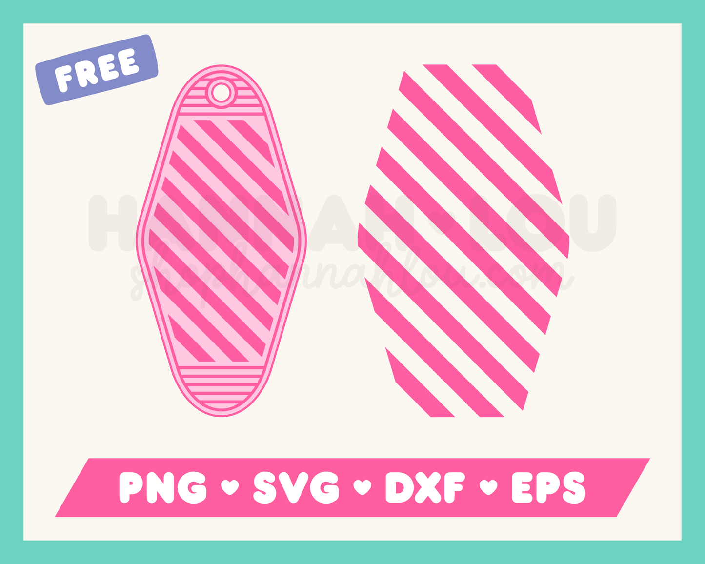 My free Striped Motel Keychain SVG is part of my Free Motel Keychain SVG Files for Cricut collection, and features a motel keychain with a striped pattern on it.