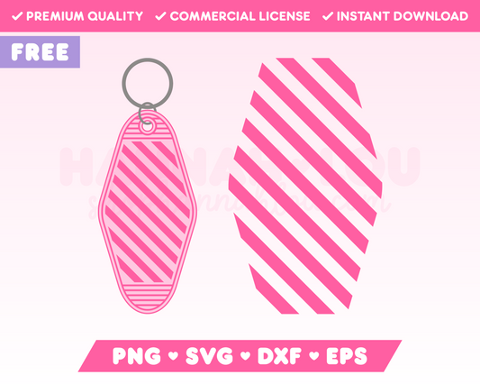 My free Striped Motel Keychain SVG is part of my Free Motel Keychain SVG Files for Cricut collection, and features a motel keychain with a striped pattern on it.