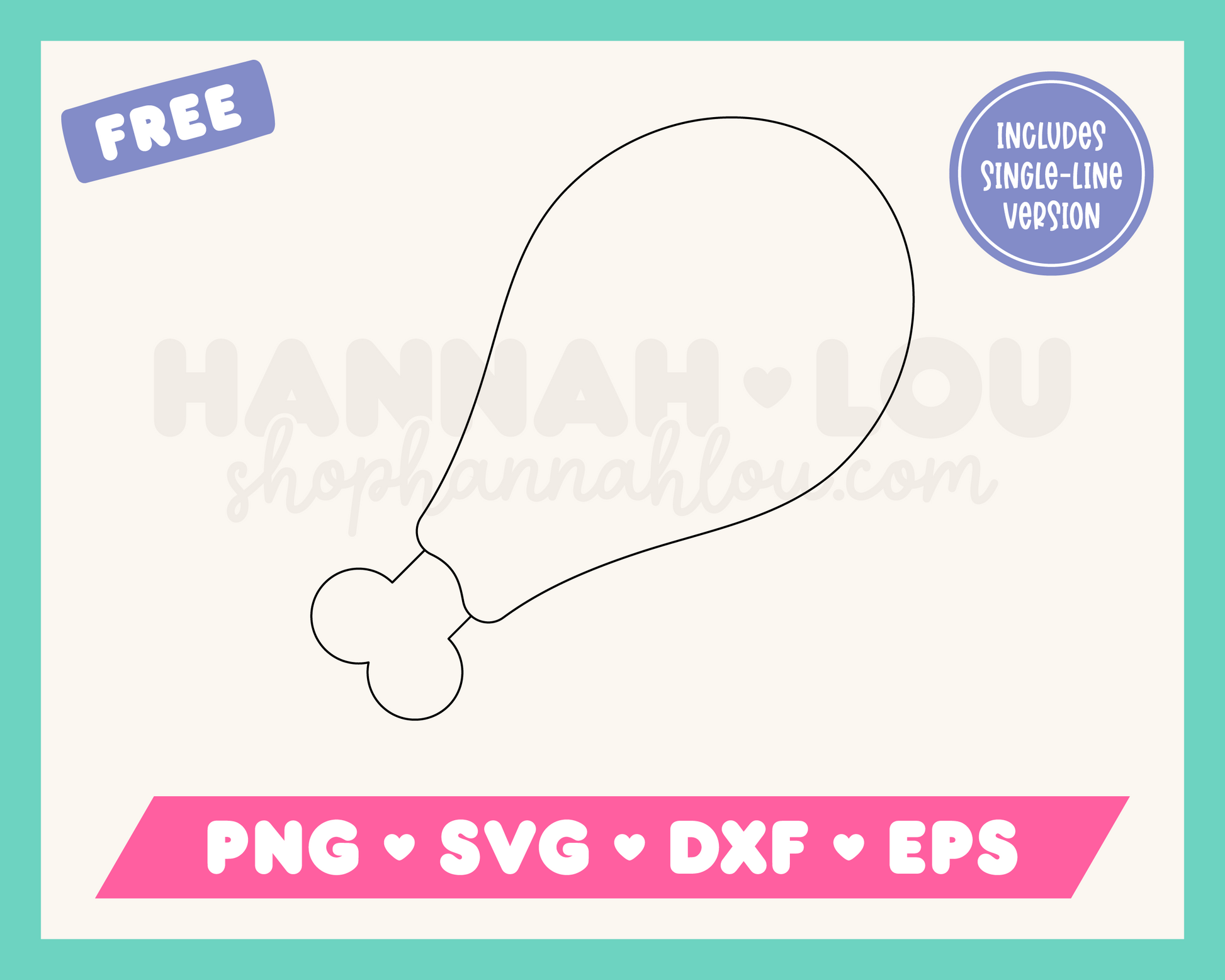 My free Turkey Leg SVG is part of my Free Thanksgiving SVG Files for Cricut collection, and features a single-line drawing of a simple turkey leg.