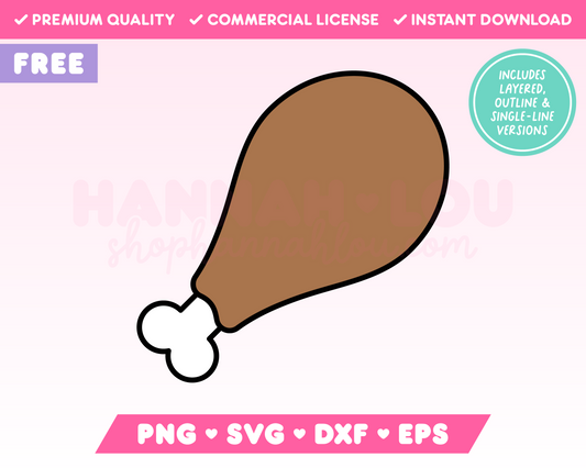 My free Turkey Leg SVG is part of my Free Thanksgiving SVG Files for Cricut collection, and features a turkey leg with a bone sticking out of it.