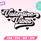 My free Valentine Vibes SVG is part of my free Valentine's Day SVG files for Cricut collection, and features an outline of retro-style text that's surrounded by hearts and says Valentine Vibes.