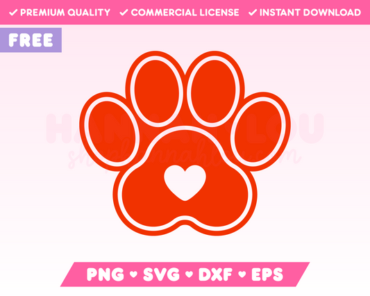 Free Varsity Dog Paw SVG with Heart · Free Valentine's Day SVG Files for Cricut · Free Valentine's Day Sublimation Designs