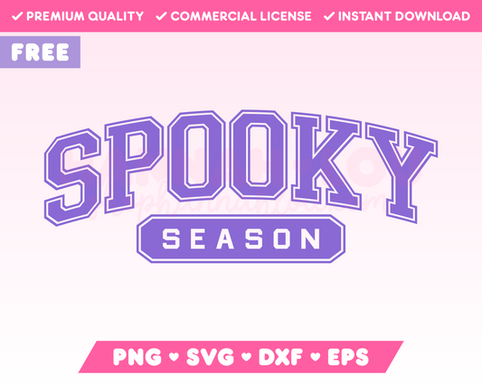 My free Varsity Spooky Season SVG is part of my Free Halloween SVG Files for Cricut collection, and features the word Spooky in a varsity-style font with the word Season underneath it.