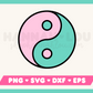 My free Yin Yang SVG is part of my Free Hippie SVG Files for Cricut collection, and features a pink and turquoise yin yang.