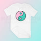 My free Yin Yang SVG is part of my Free Hippie SVG files for Cricut collection, and features a pink and turquoise yin yang on a t-shirt.