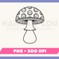 My psychedelic Trippy Mushroom PNG is part of my Hippie Sublimation Designs collection, and features an outline of a retro trippy mushroom covered in happy faces.