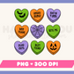 My Halloween Candy Hearts PNG is part of my Halloween Sublimation Designs collection, and features a nine candy heart-style hearts with Halloween-themed phrases on them, like Boo Thang and Batty 4 You.