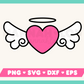 Free Heart with Wings SVG