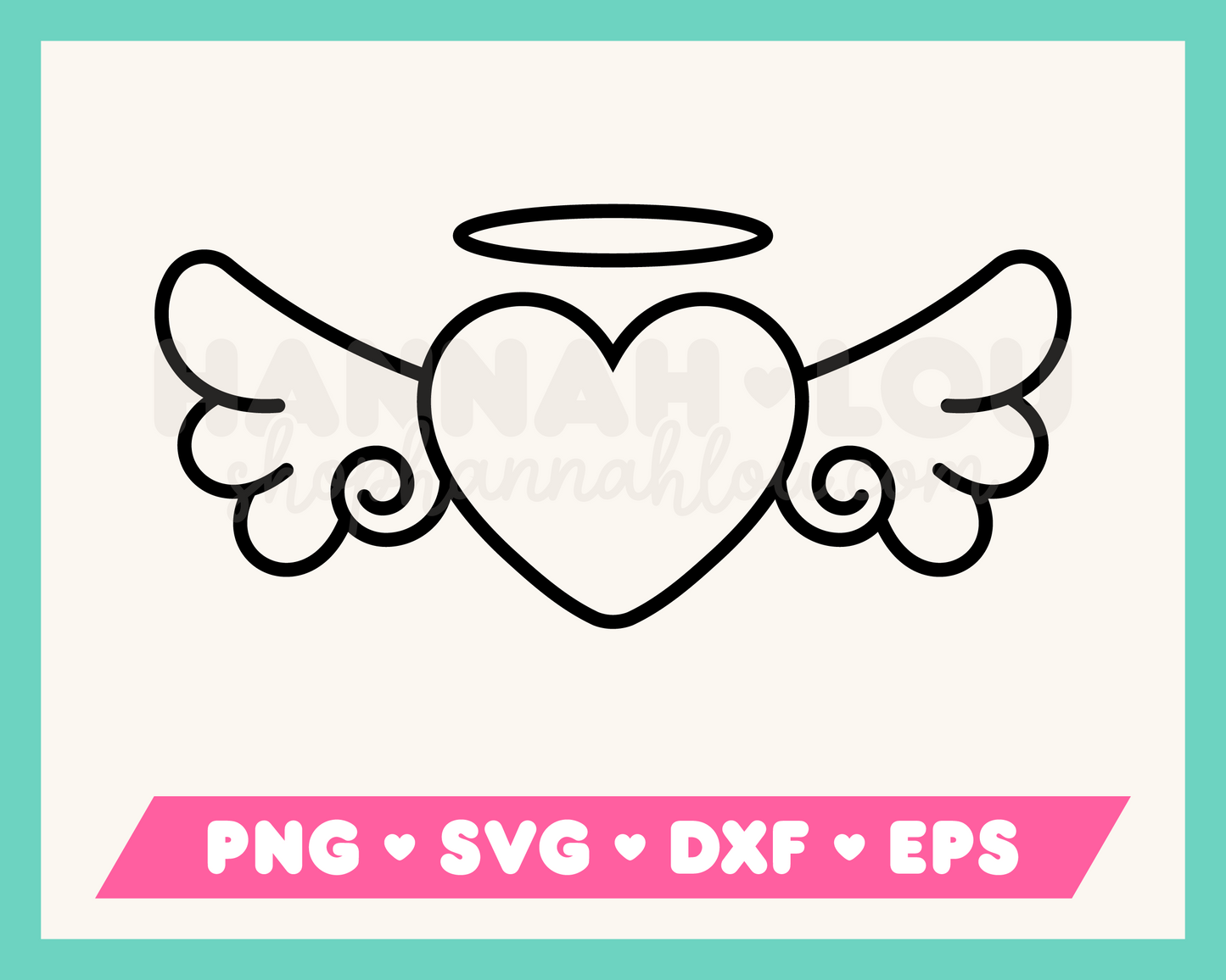 Free Heart with Wings SVG Outline