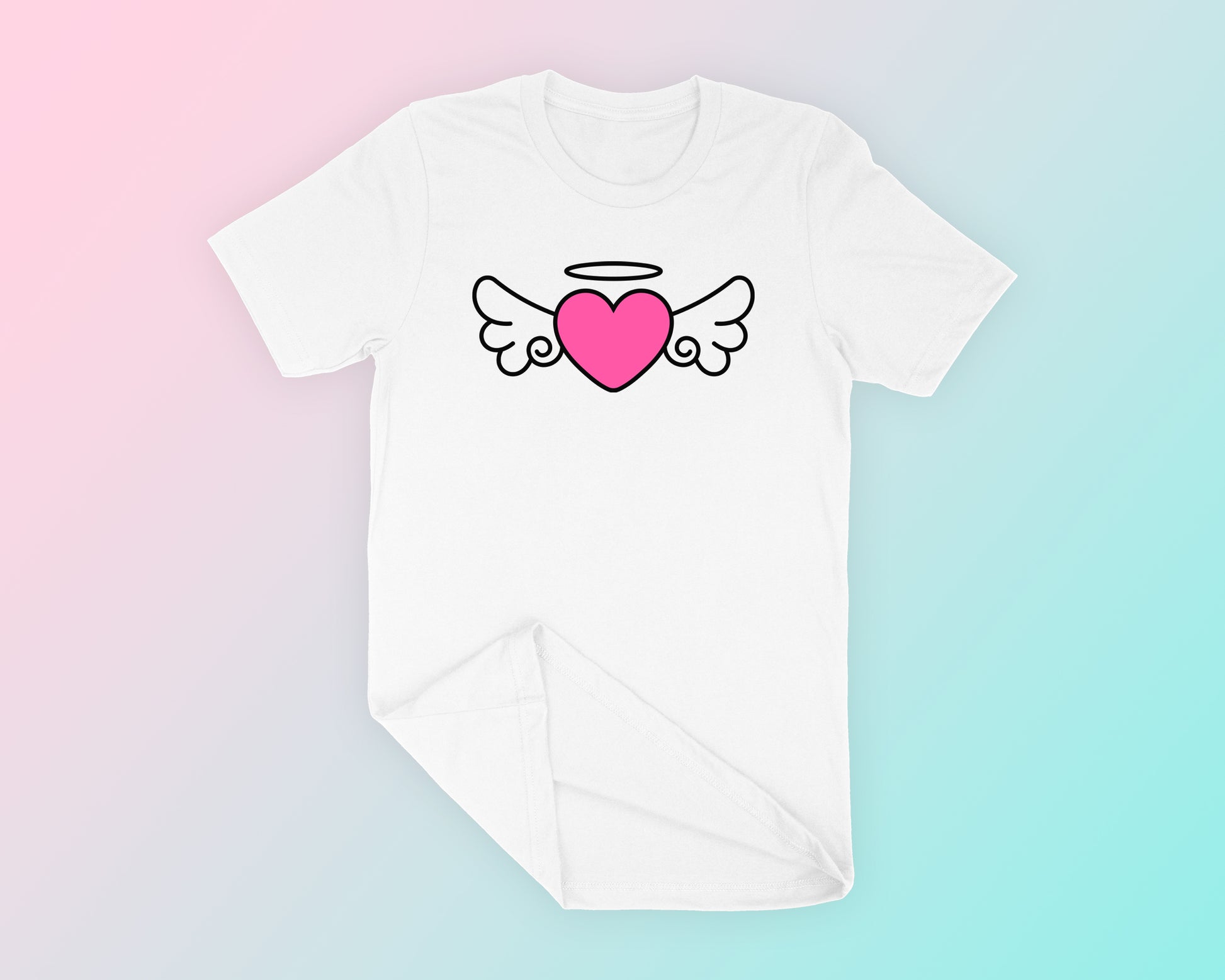 Free Heart with Wings SVG T-Shirt Mockup