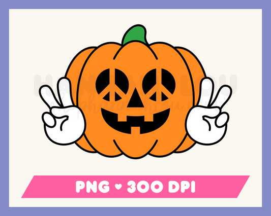 Hippie Pumpkin PNG • Halloween Sublimation Designs