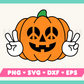 My peace-loving Hippie Pumpkin SVG is part of my Halloween SVG Files for Cricut collection, and features a jack-o-lantern with peace symbols for eyes who is giving the peace sign.