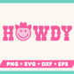 My Howdy SVG is part of my western SVG files for Cricut collection, and features a happy face cowboy within the word howdy.