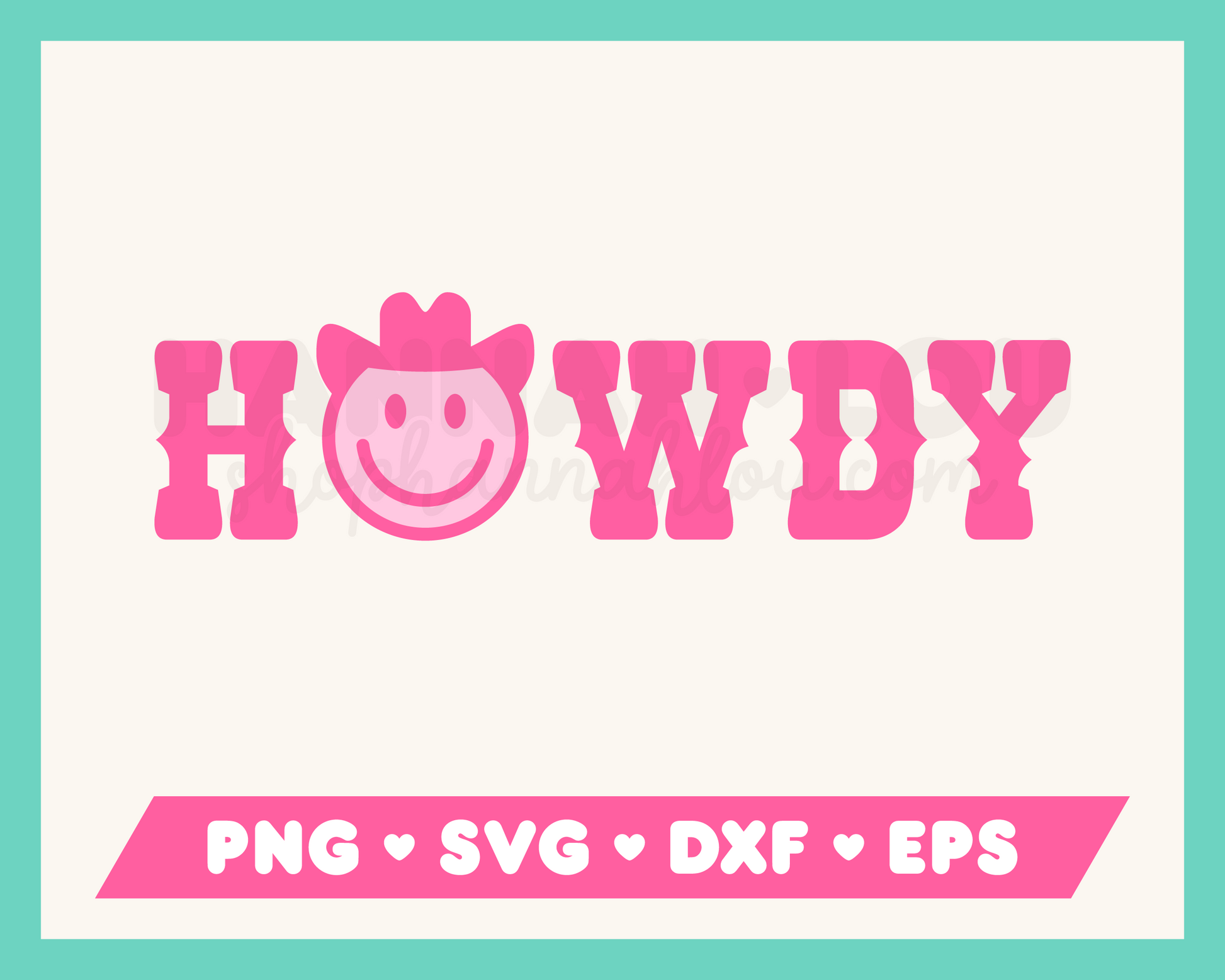 My Howdy SVG is part of my western SVG files for Cricut collection, and features a happy face cowboy within the word howdy.