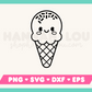 Kawaii Ice Cream SVG Outline