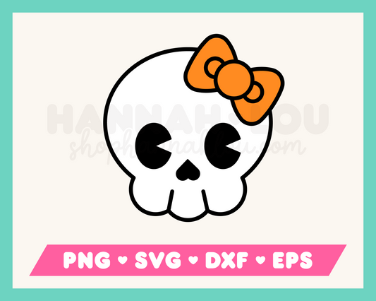 Kawaii Skull with Bow SVG