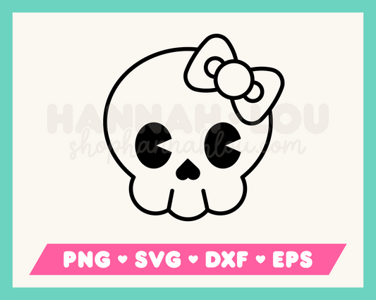 Kawaii Skull with Bow SVG