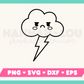 Kawaii Storm Cloud SVG Outline