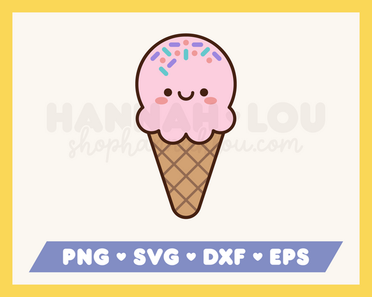 Kawaii Ice Cream Cone SVG