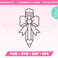 My trendy Pencil with Coquette Bow SVG is part of my Teacher SVG Files for Cricut collection, and features an outline of a pencil wrapped in an oversized bow.