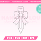 My trendy Pencil with Coquette Bow SVG is part of my Teacher SVG Files for Cricut collection, and features a single-line drawing or sketch of a pencil wrapped in an oversized bow.