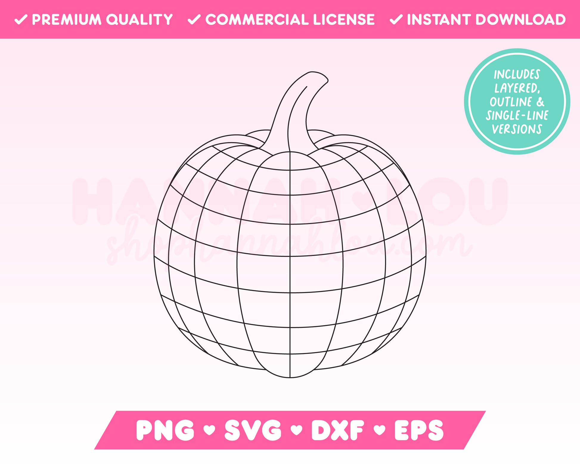 My trendy Pumpkin Disco Ball SVG is part of my Halloween SVG Files for Cricut collection, and features a single-line drawing or sketch of a retro-style disco ball shaped as a pumpkin.