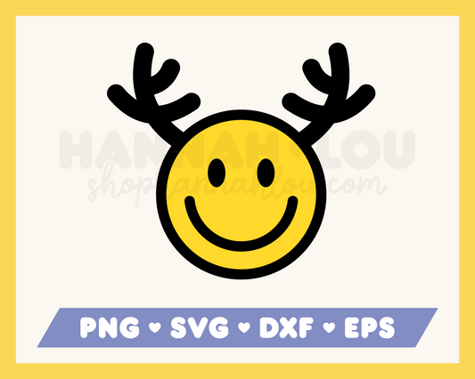 Reindeer Happy Face SVG