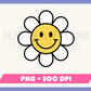 My Retro Daisy PNG is part of my Hippie Sublimation Designs collection, and features a retro daisy flower with a happy face.